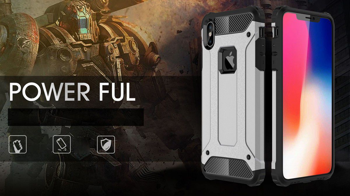 Apple iPhone XS Max Hoesje Shock Proof Hybride Back Cover Zwart afbeelding 9