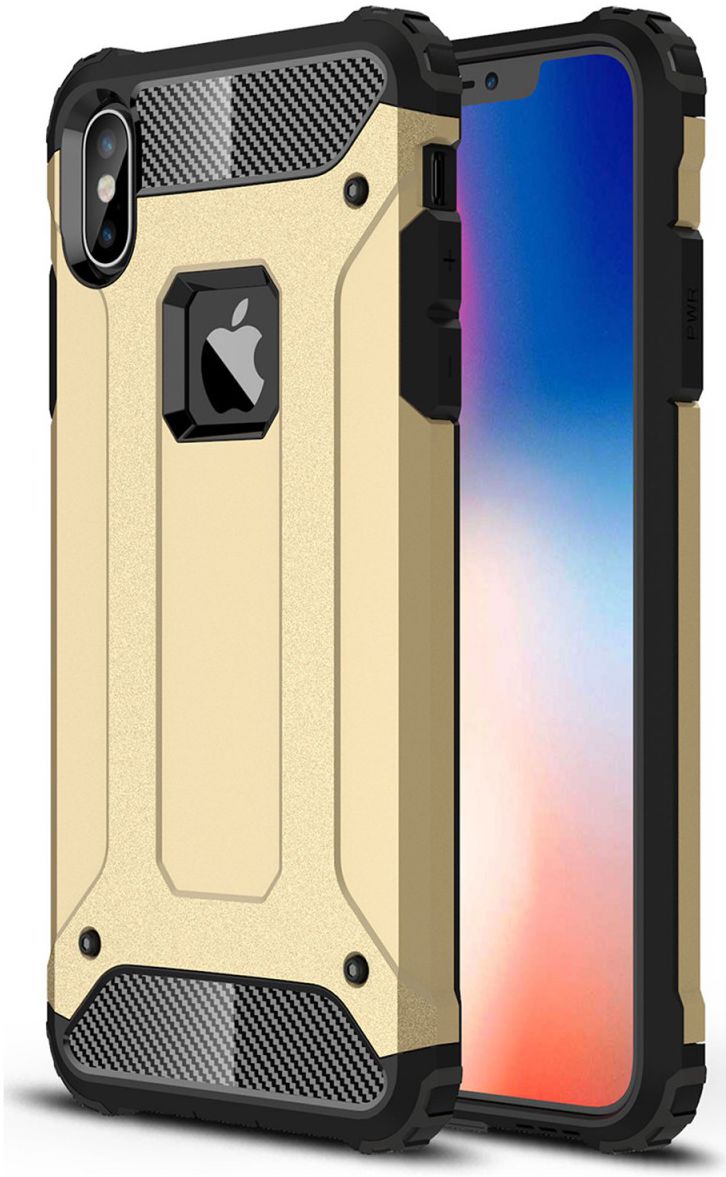 Apple IPhone XS Max Hoesje Shock Proof Hybride Back Cover Goud afbeelding 1