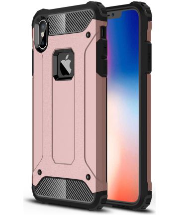 Apple IPhone XS Max Hoesje Shock Proof Hybride Back Cover Roze Goud Hoesjes