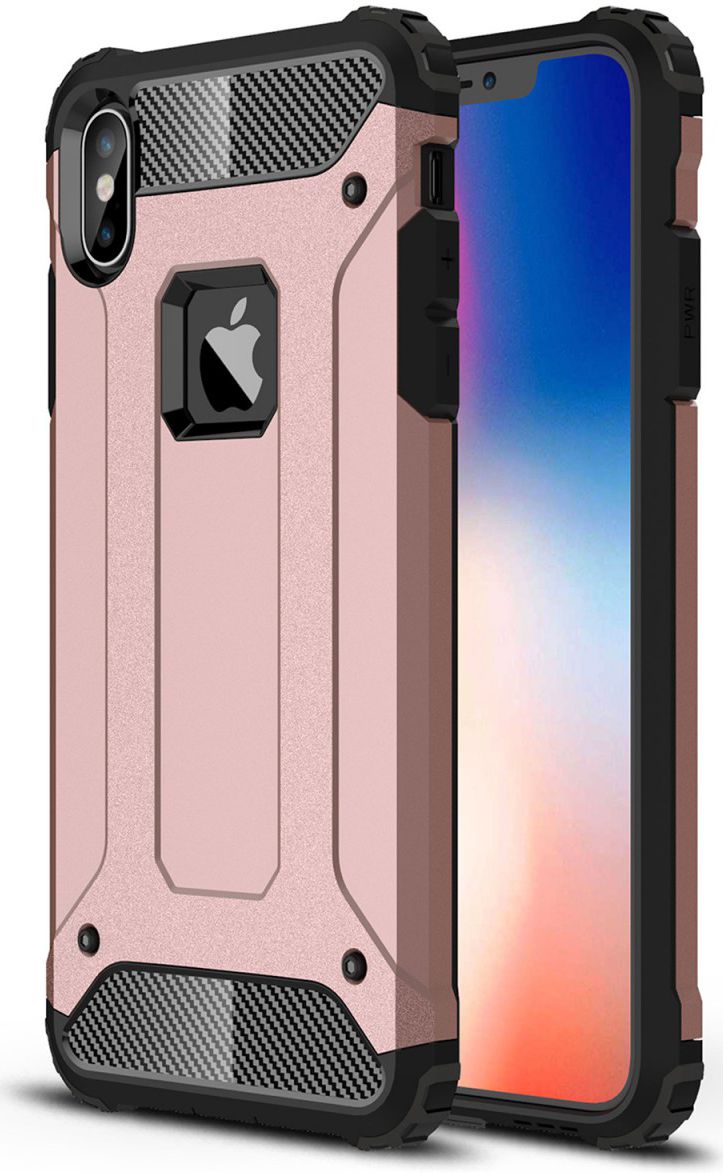 Apple IPhone XS Max Hoesje Shock Proof Hybride Back Cover Roze Goud afbeelding 1