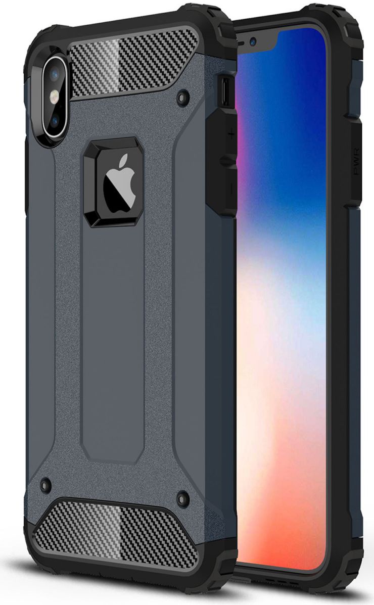 Apple IPhone XS Max Hoesje Shock Proof Hybride Back Cover Blauw afbeelding 1
