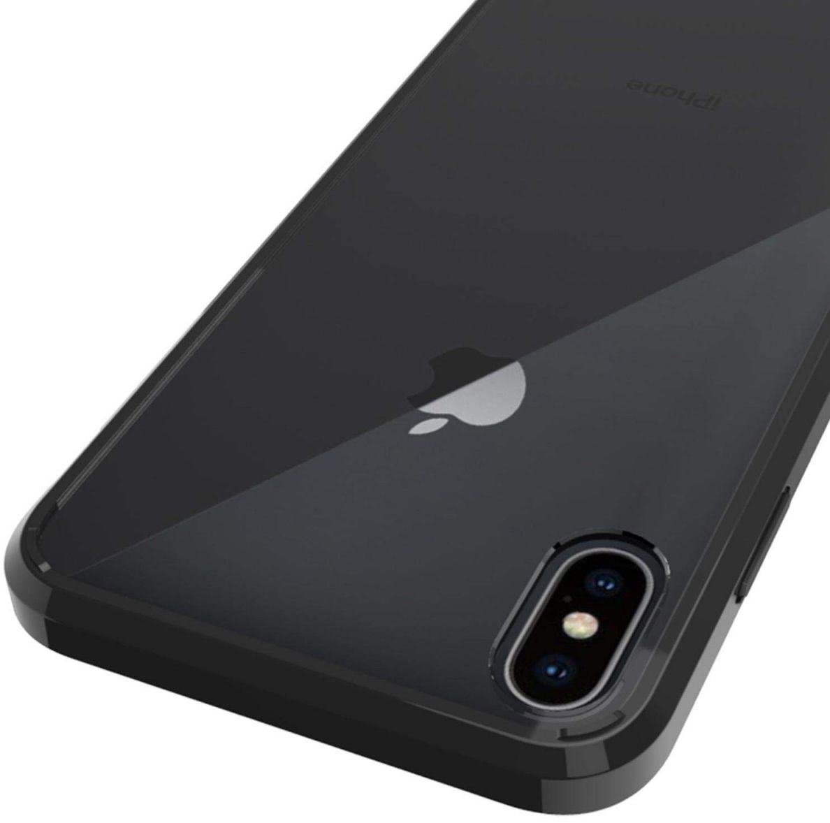 Apple iPhone XR Hoesje Armor Back Cover Transparant Zwarte afbeelding 4