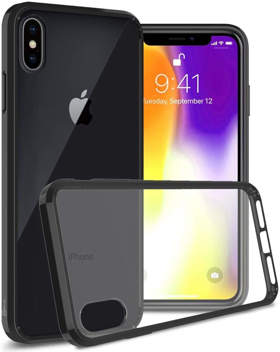 Apple iPhone XS Max Hoesje Armor Back Cover Transparant Zwart afbeelding 2