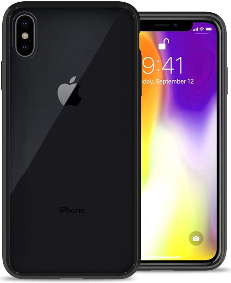 Apple iPhone XS Max Hoesje Armor Back Cover Transparant Zwart afbeelding 3