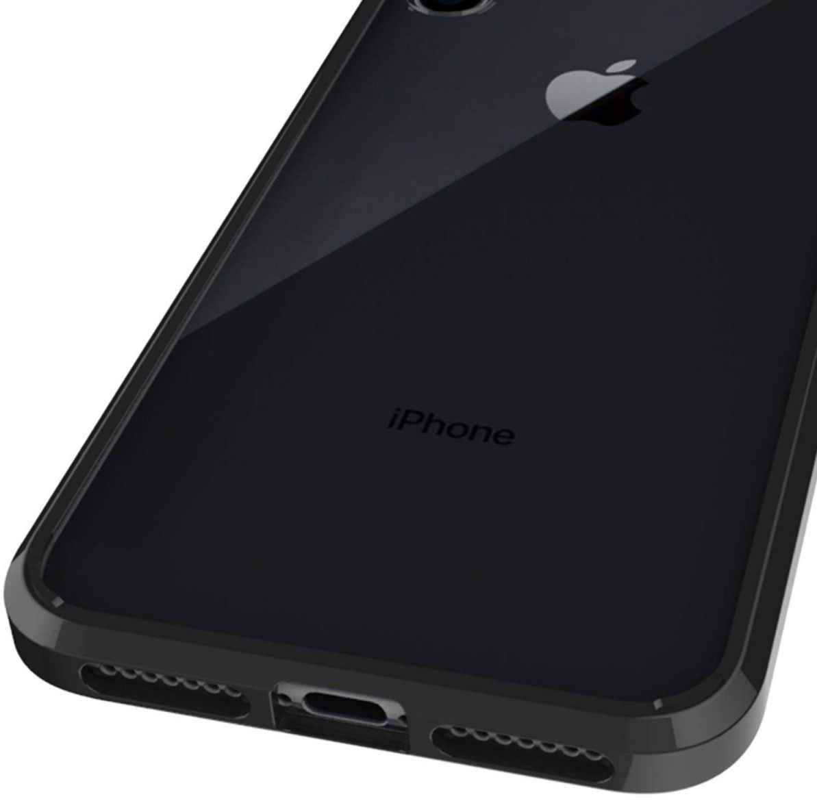 Apple iPhone XS Max Hoesje Armor Back Cover Transparant Zwart afbeelding 4
