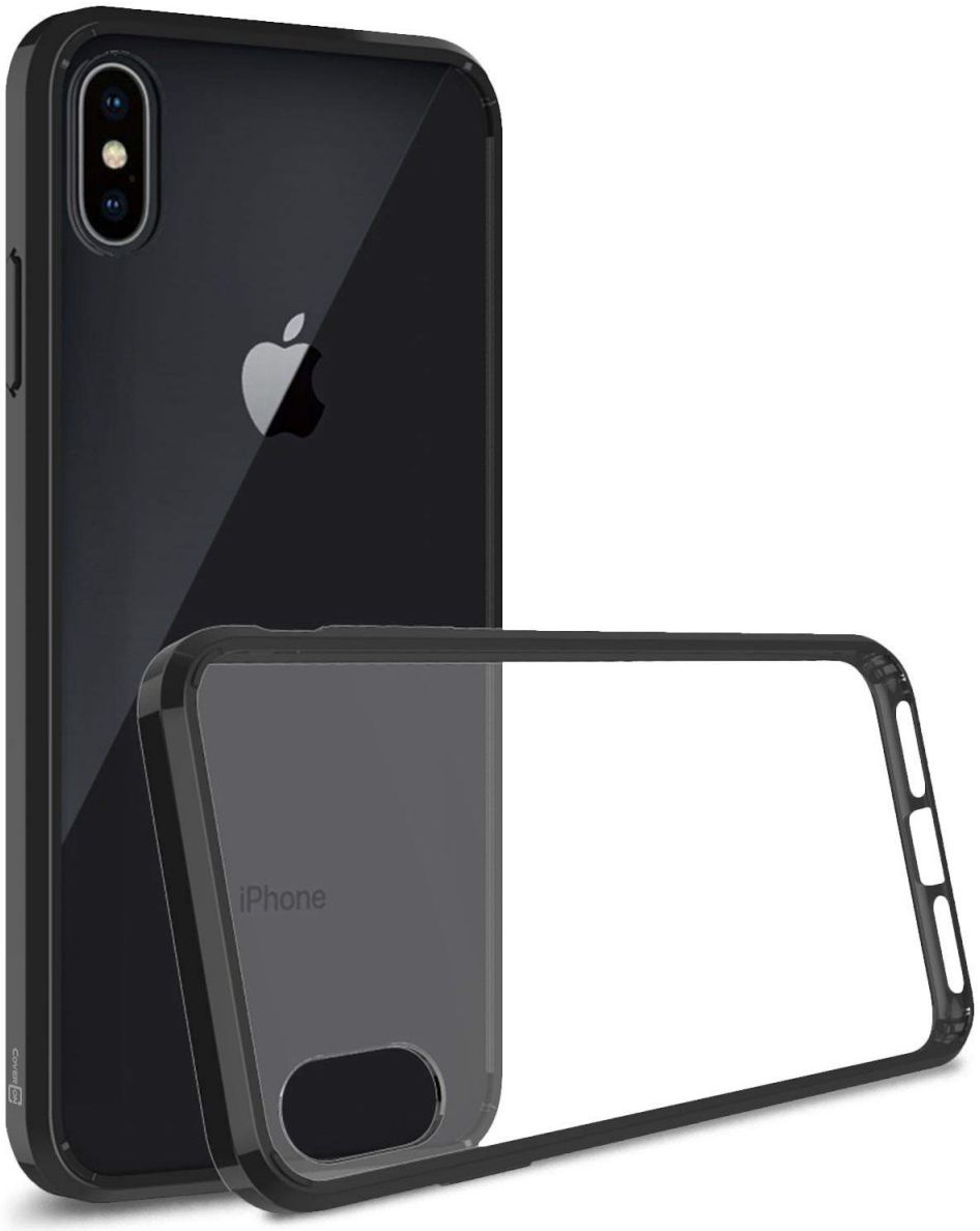 Encommium De gasten bouwer Apple iPhone XS Max Hoesje Armor Back Cover Transparant Zwart | GSMpunt.nl