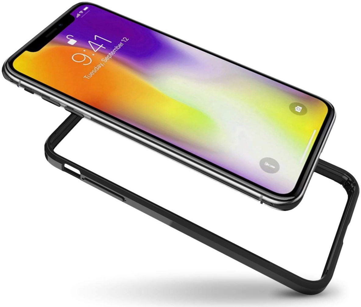 Apple iPhone XS Max Hoesje Armor Back Cover Transparant Zwart afbeelding 6
