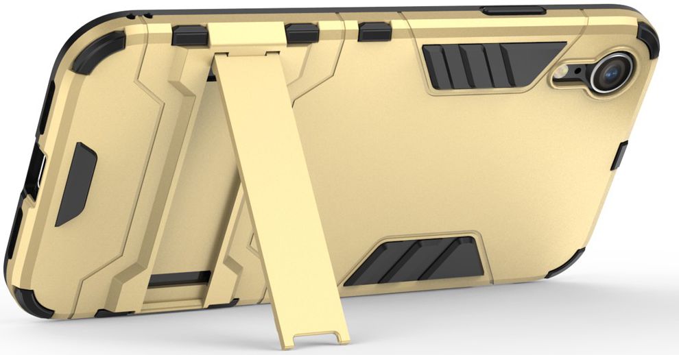 Apple iPhone XR Hybride Hoesje met Standaard Goud afbeelding 2