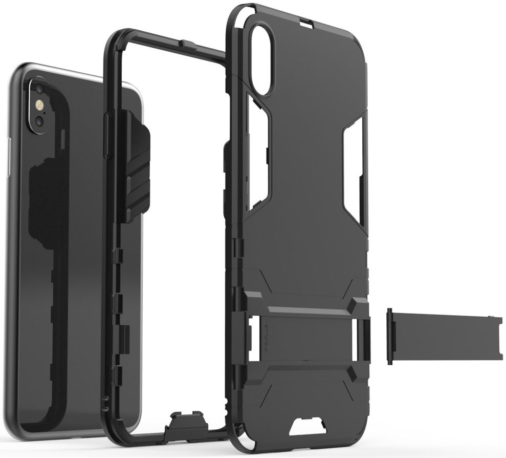 Apple iPhone XS Max Hybride Hoesje met Standaard Zwart afbeelding 2