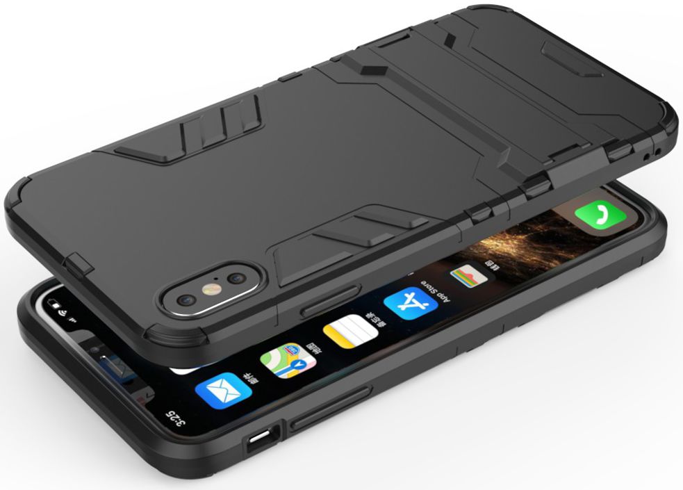 Apple iPhone XS Max Hybride Hoesje met Standaard Zwart afbeelding 4