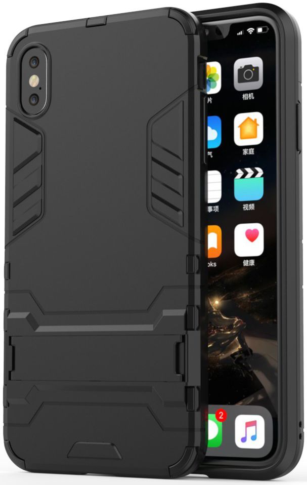 Apple iPhone XS Max Hybride Hoesje met Standaard Zwart afbeelding 6