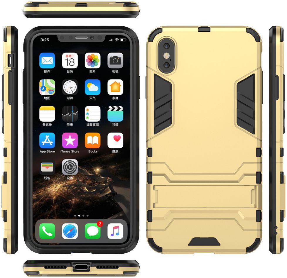 Apple iPhone XS Max Hybride Hoesje met Standaard Goud afbeelding 3