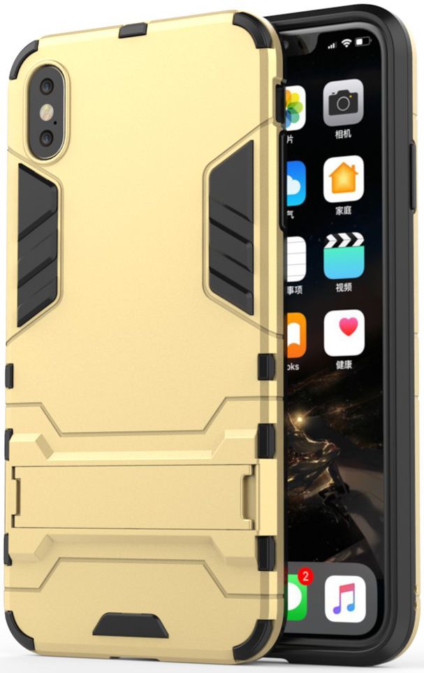 Apple iPhone XS Max Hybride Hoesje met Standaard Goud afbeelding 4
