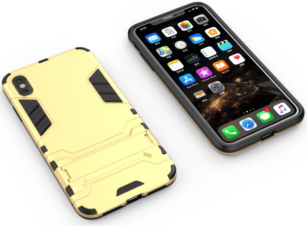 Apple iPhone XS Max Hybride Hoesje met Standaard Goud afbeelding 5