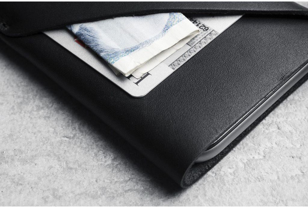 Mujjo Lederen Wallet Sleeve Apple iPhone 7 / 8 Zwart afbeelding 2