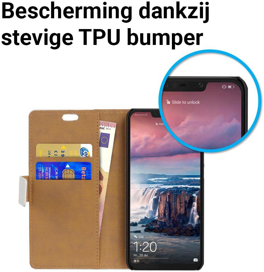 Huawei P Smart Plus Portemonnee Hoesje met Boom Print Blauw afbeelding 5