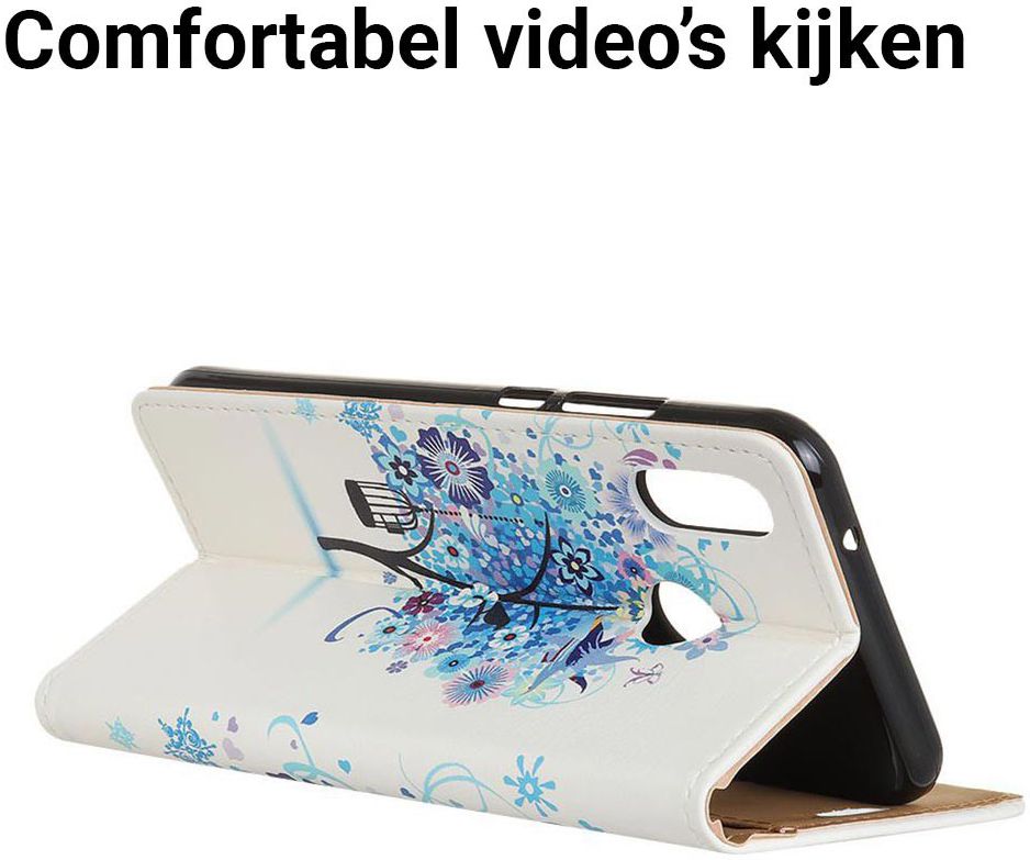 Huawei P Smart Plus Portemonnee Hoesje met Boom Print Blauw afbeelding 6