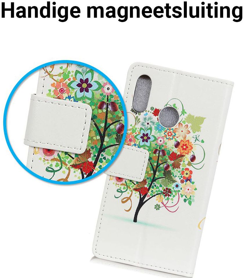 Huawei P Smart Plus Portemonnee Hoesje met Boom Print Groen afbeelding 3