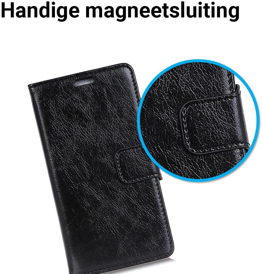 Huawei P Smart Plus Portemonnee Hoesje Echt Leer Zwart afbeelding 3
