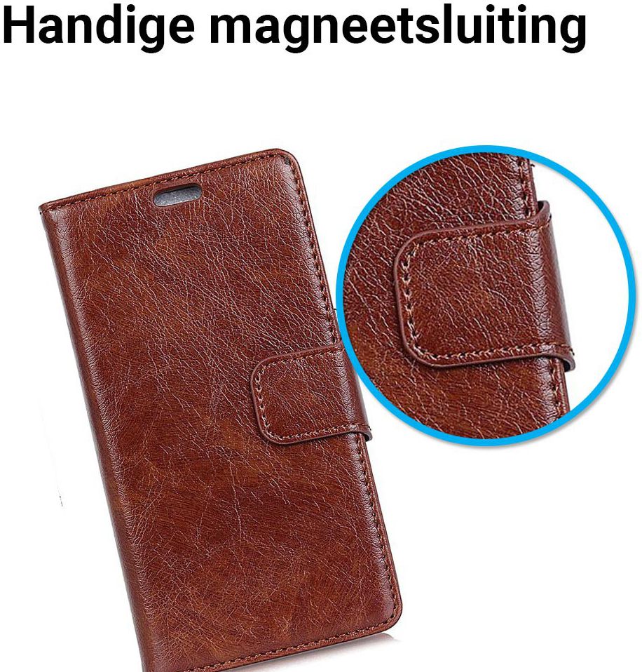 Huawei P Smart Plus Portemonnee Hoesje Echt Leer Bruin afbeelding 5