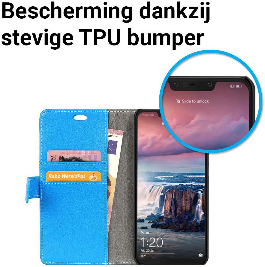 Huawei P Smart Plus Hoesje met Kaarthouder Blauw afbeelding 4
