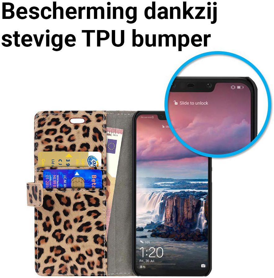 Huawei P Smart Plus Portemonnee Hoesje met Luipaard Print afbeelding 4