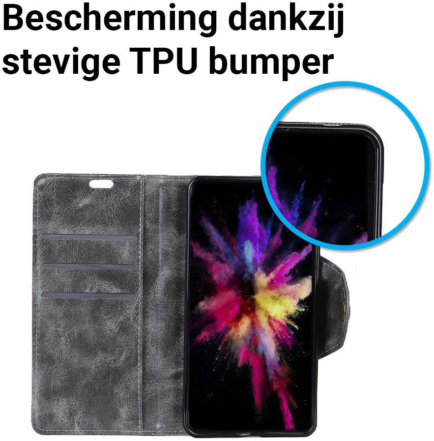 Huawei P Smart Plus Portemonnee Hoesje Grijs afbeelding 4