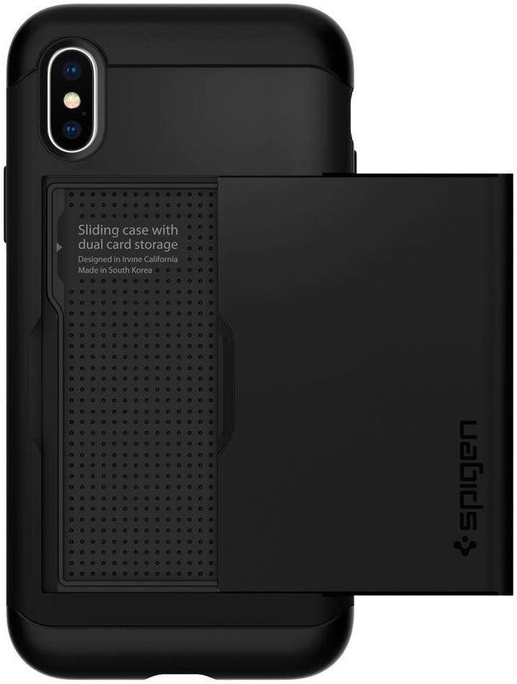 Spigen Slim Armor Card Holder Case Apple iPhone XS Hoesje Zwart afbeelding 6