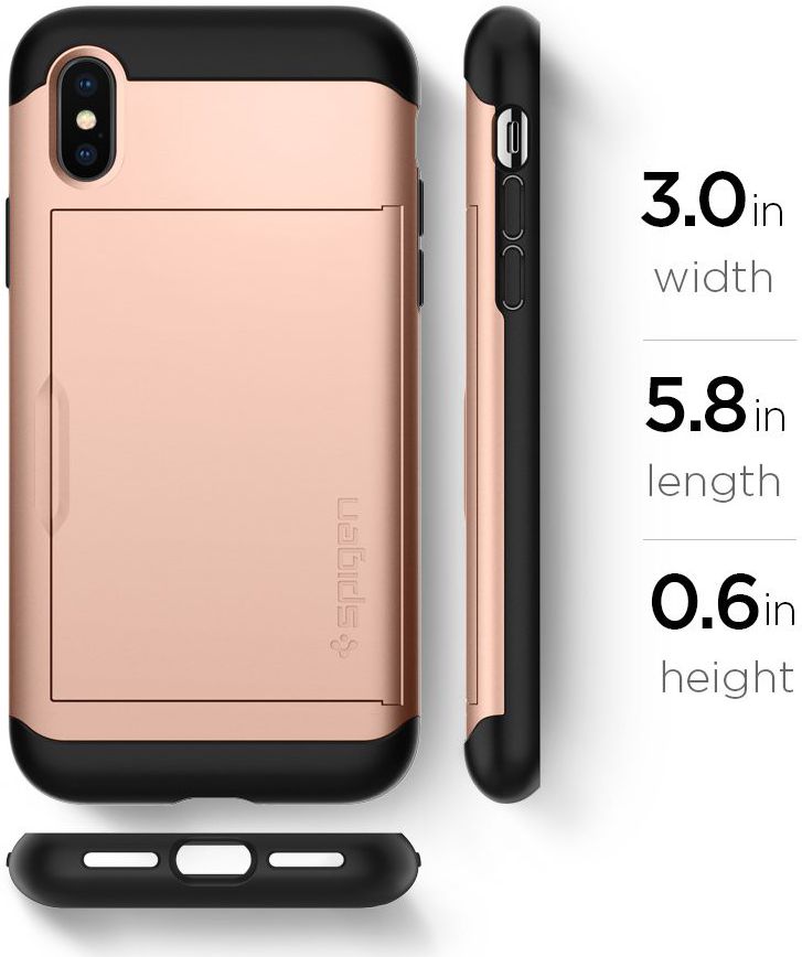 Spigen Slim Armor Card Holder Case Apple iPhone XS Hoesje Rose Gold afbeelding 9