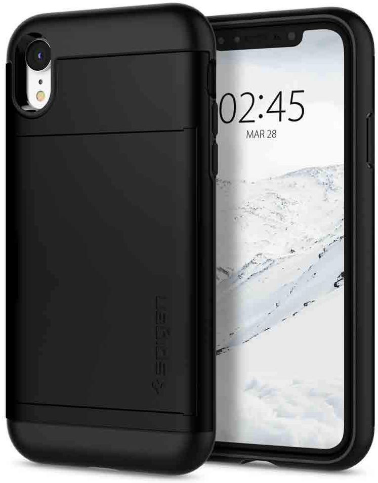 Spigen Slim Armor Card Holder Case Apple iPhone XR Hoesje Zwart afbeelding 1
