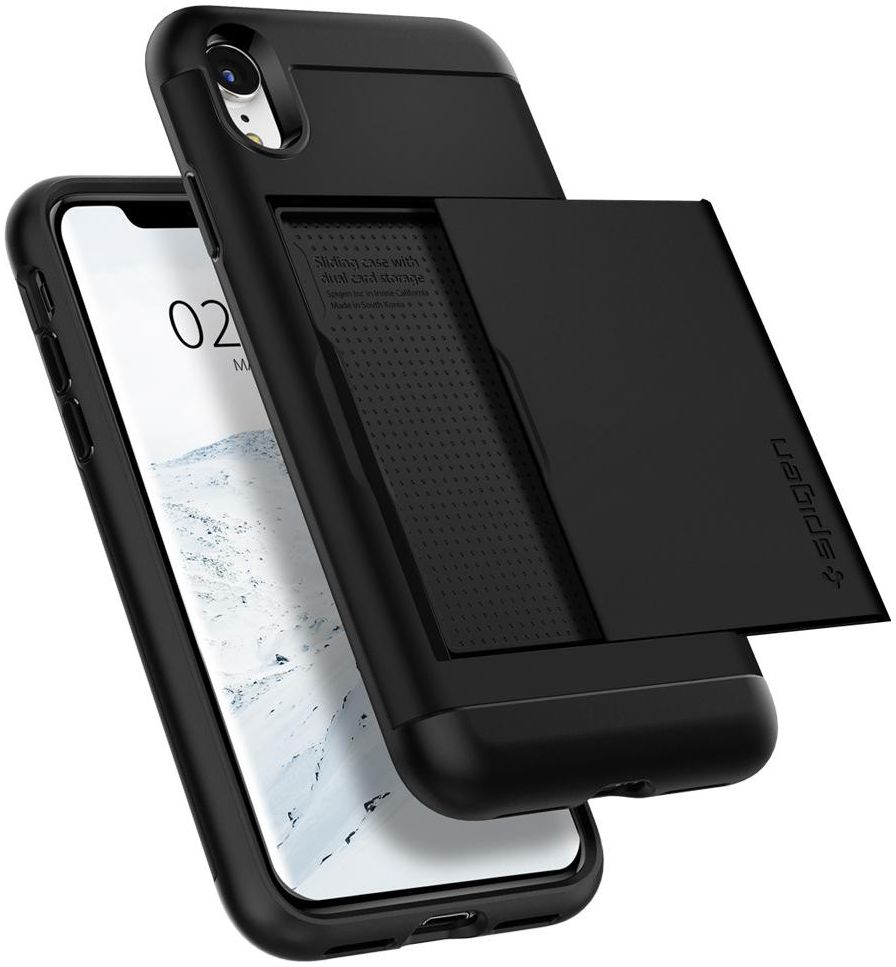 Spigen Slim Armor Card Holder Case Apple iPhone XR Hoesje Zwart afbeelding 3