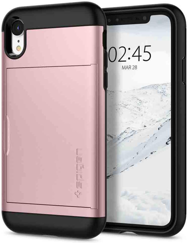 Spigen Slim Armor Card Holder Case Apple iPhone XR Rose Gold afbeelding 1