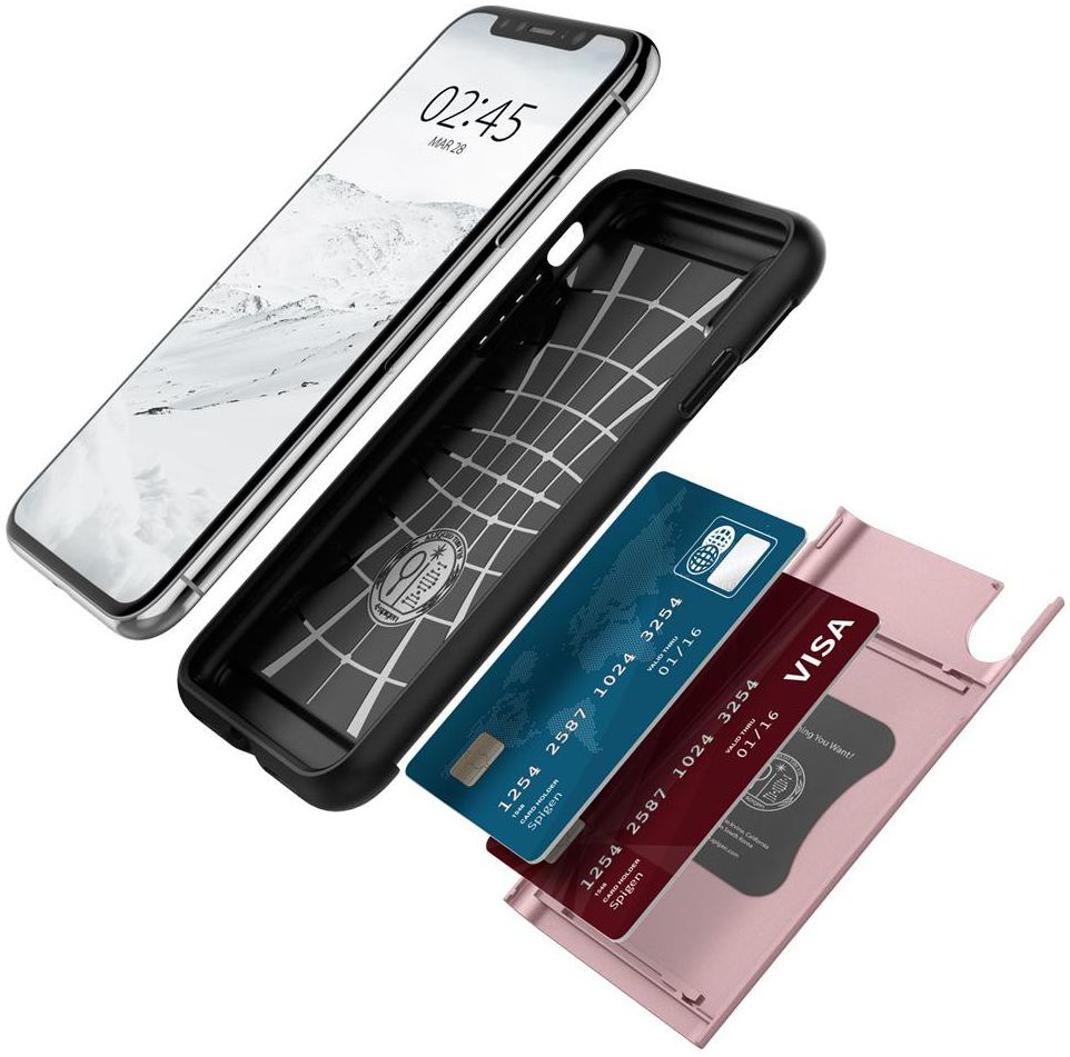 Spigen Slim Armor Card Holder Case Apple iPhone XR Rose Gold afbeelding 2