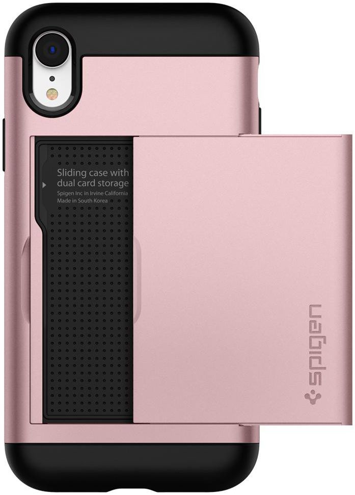 Spigen Slim Armor Card Holder Case Apple iPhone XR Rose Gold afbeelding 6