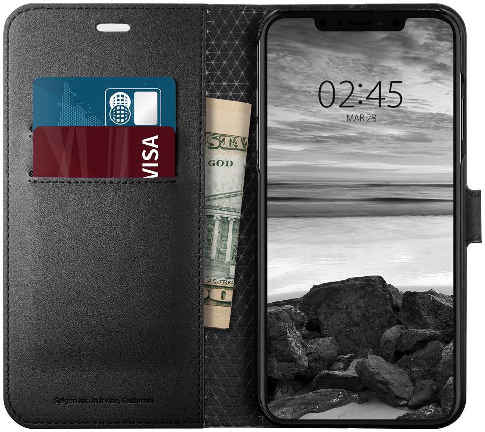 Spigen Wallet S Flip Case Apple iPhone XS Max Black afbeelding 1