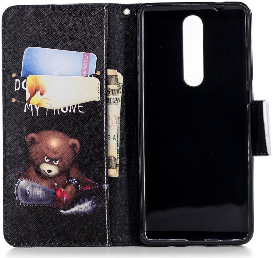 Nokia 5.1 Portemonnee Hoesje met Don't Touch My Phone Print afbeelding 2