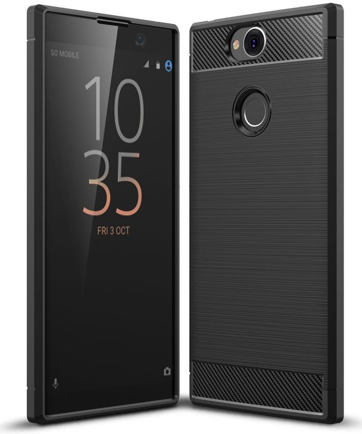 Sony Xperia XA2 Plus Geborsteld TPU Hoesje Zwart afbeelding 1