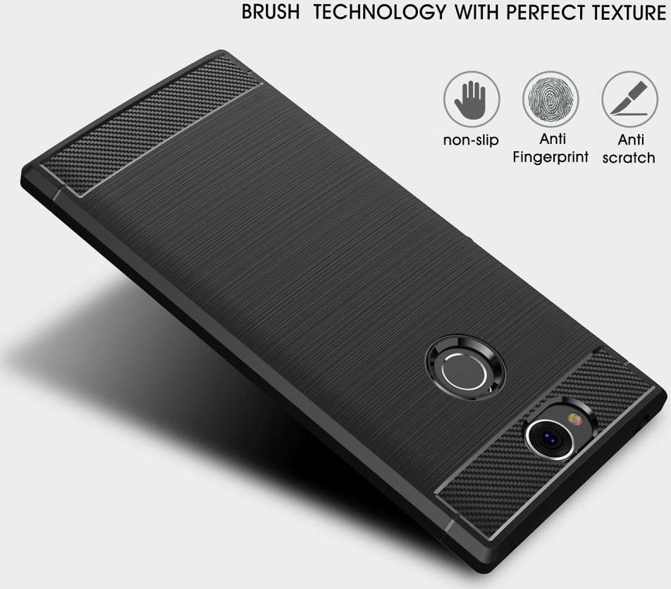 Sony Xperia XA2 Plus Geborsteld TPU Hoesje Zwart afbeelding 6