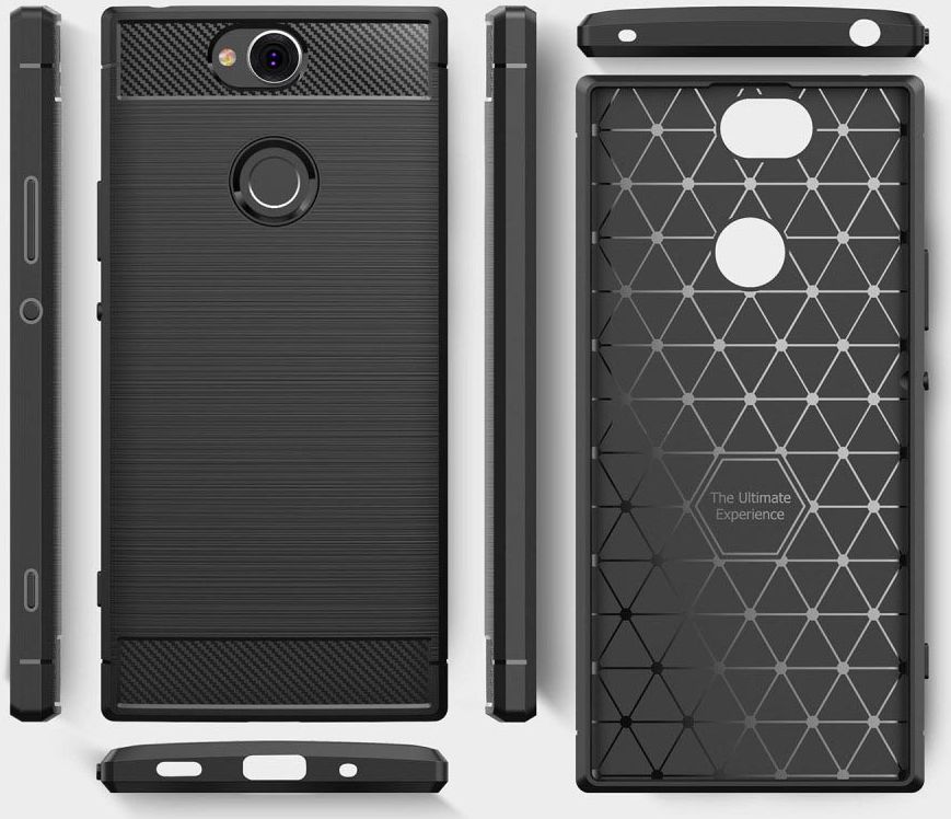 Sony Xperia XA2 Plus Geborsteld TPU Hoesje Zwart afbeelding 10