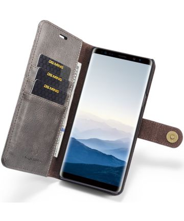 Samsung Galaxy Note 9 Echt Leren 2-in-1 Portemonnee Hoesje Grijs Hoesjes