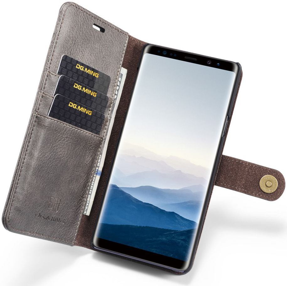 Samsung Galaxy Note 9 Echt Leren 2-in-1 Portemonnee Hoesje Grijs afbeelding 1