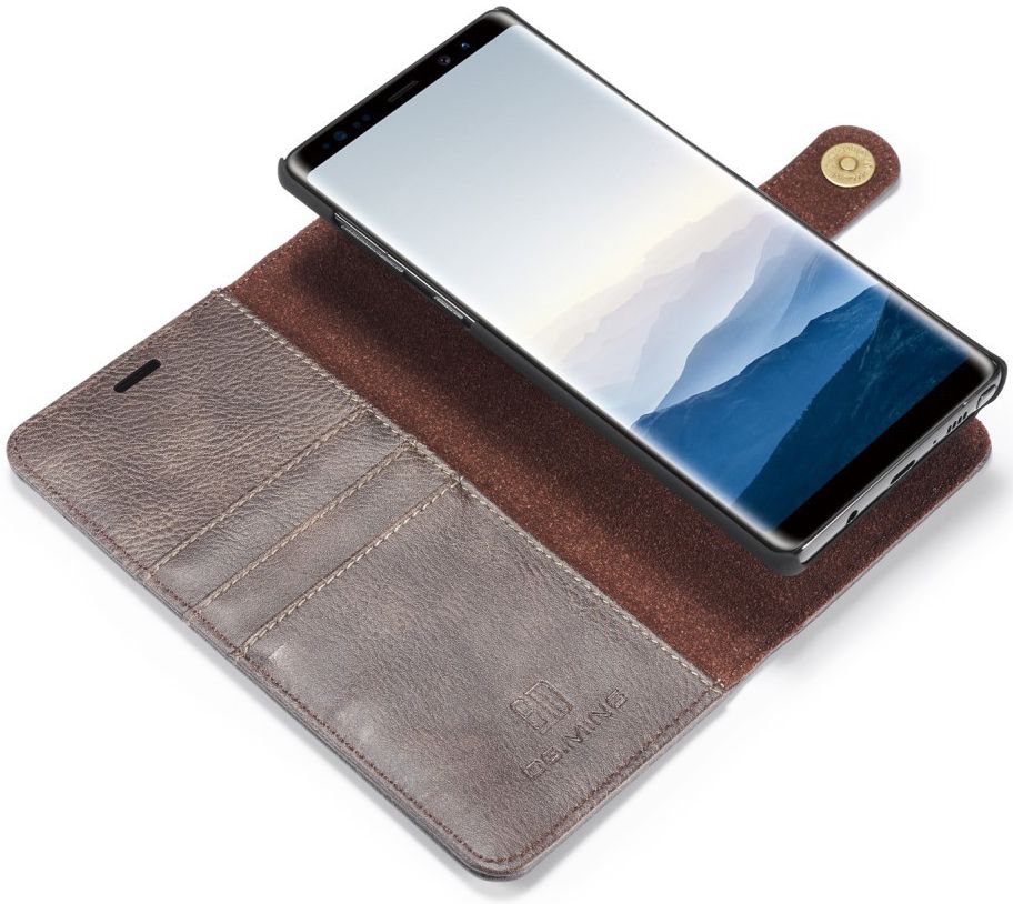 Samsung Galaxy Note 9 Echt Leren 2-in-1 Portemonnee Hoesje Grijs afbeelding 2