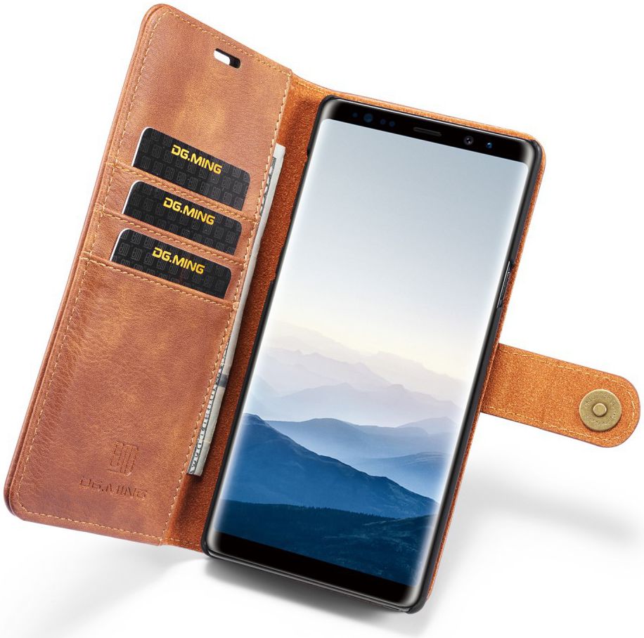 Samsung Galaxy Note 9 Echt Leren 2-in-1 Portemonnee Hoesje Bruin afbeelding 1