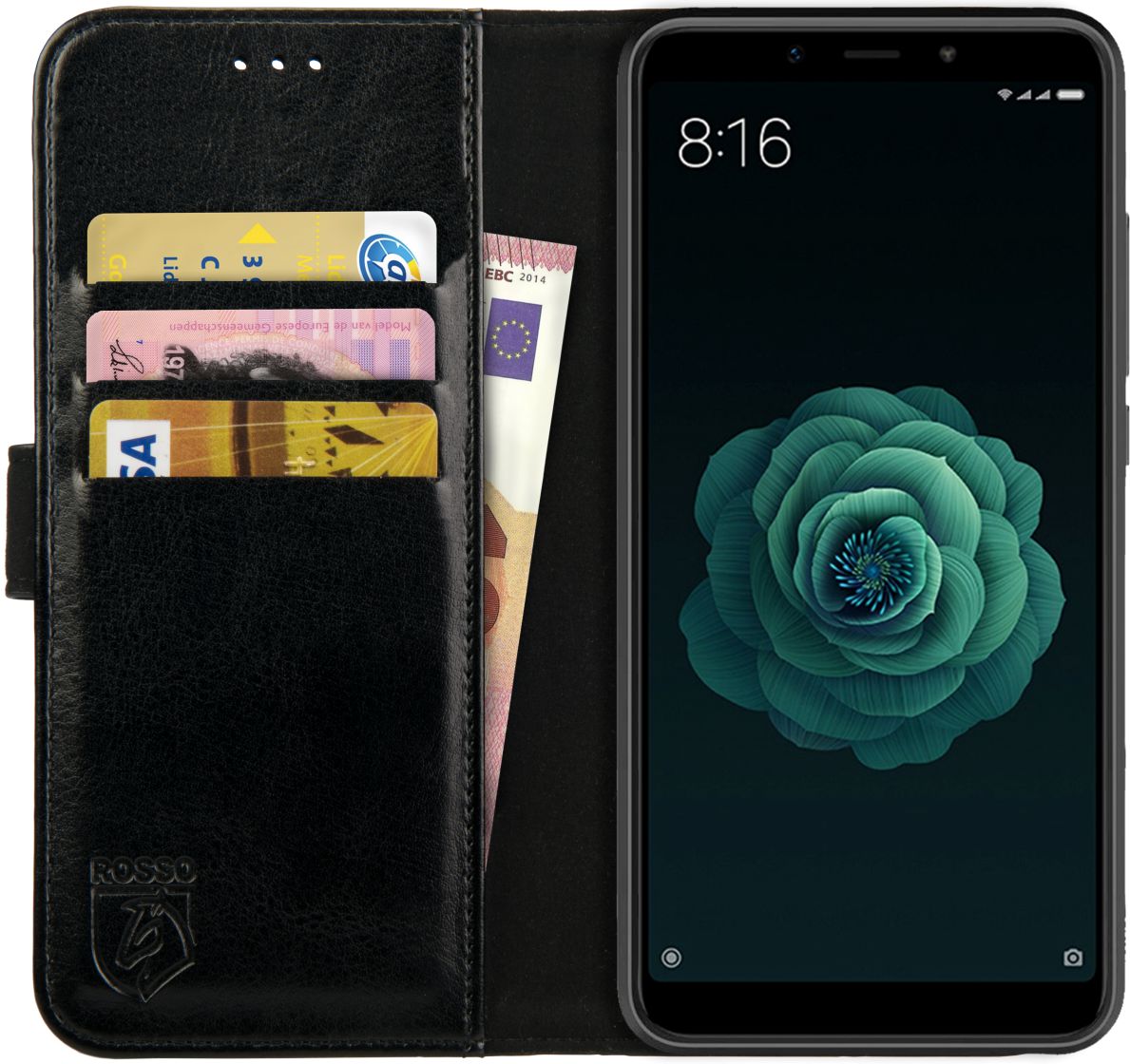Rosso Element Xiaomi Mi A2 Hoesje Book Cover Zwart afbeelding 1