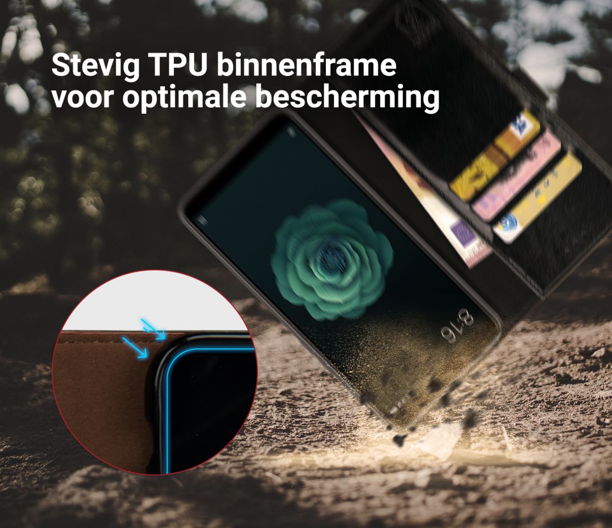 Rosso Element Xiaomi Mi A2 Hoesje Book Cover Zwart afbeelding 5