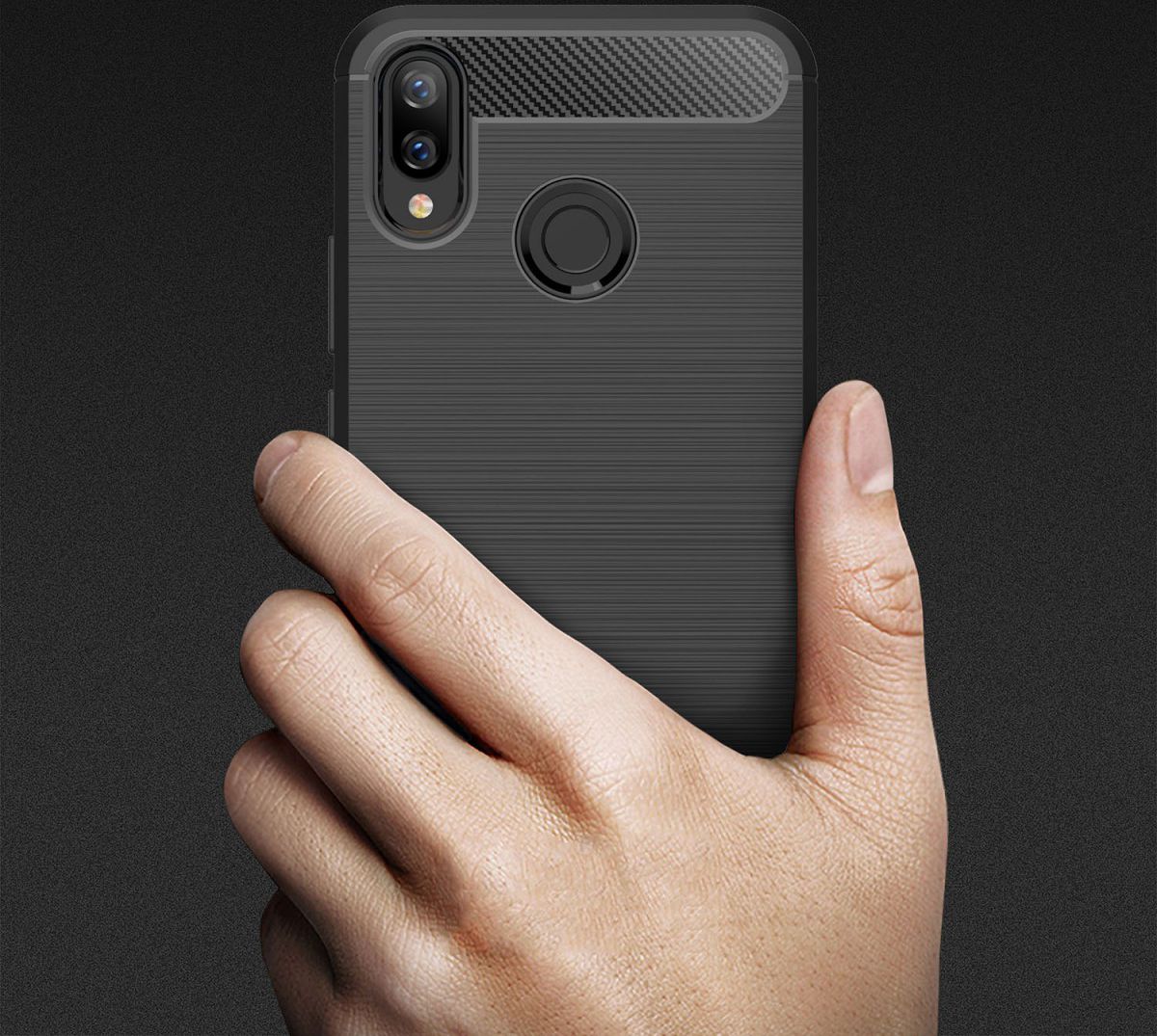 Huawei P Smart Plus Geborsteld TPU Hoesje Zwart afbeelding 9