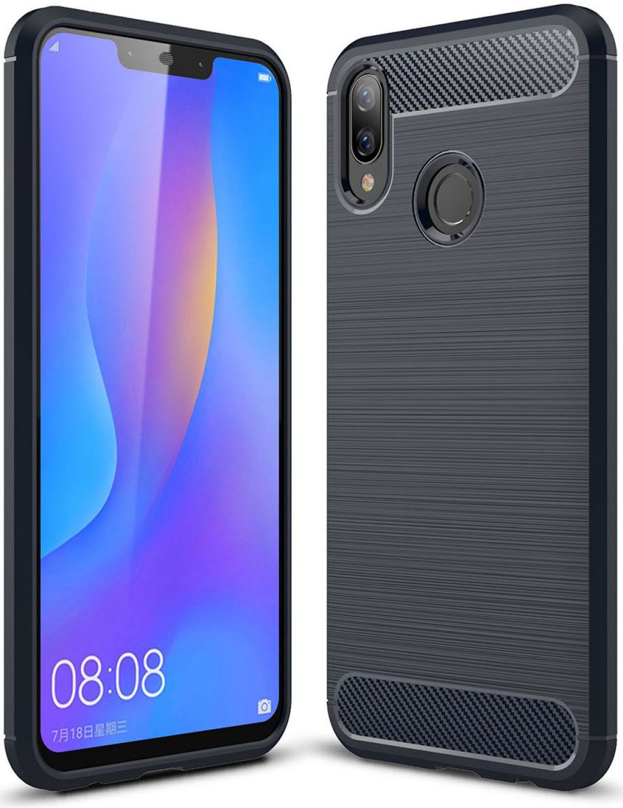 Huawei P Smart Plus Geborsteld TPU Hoesje Blauw afbeelding 1
