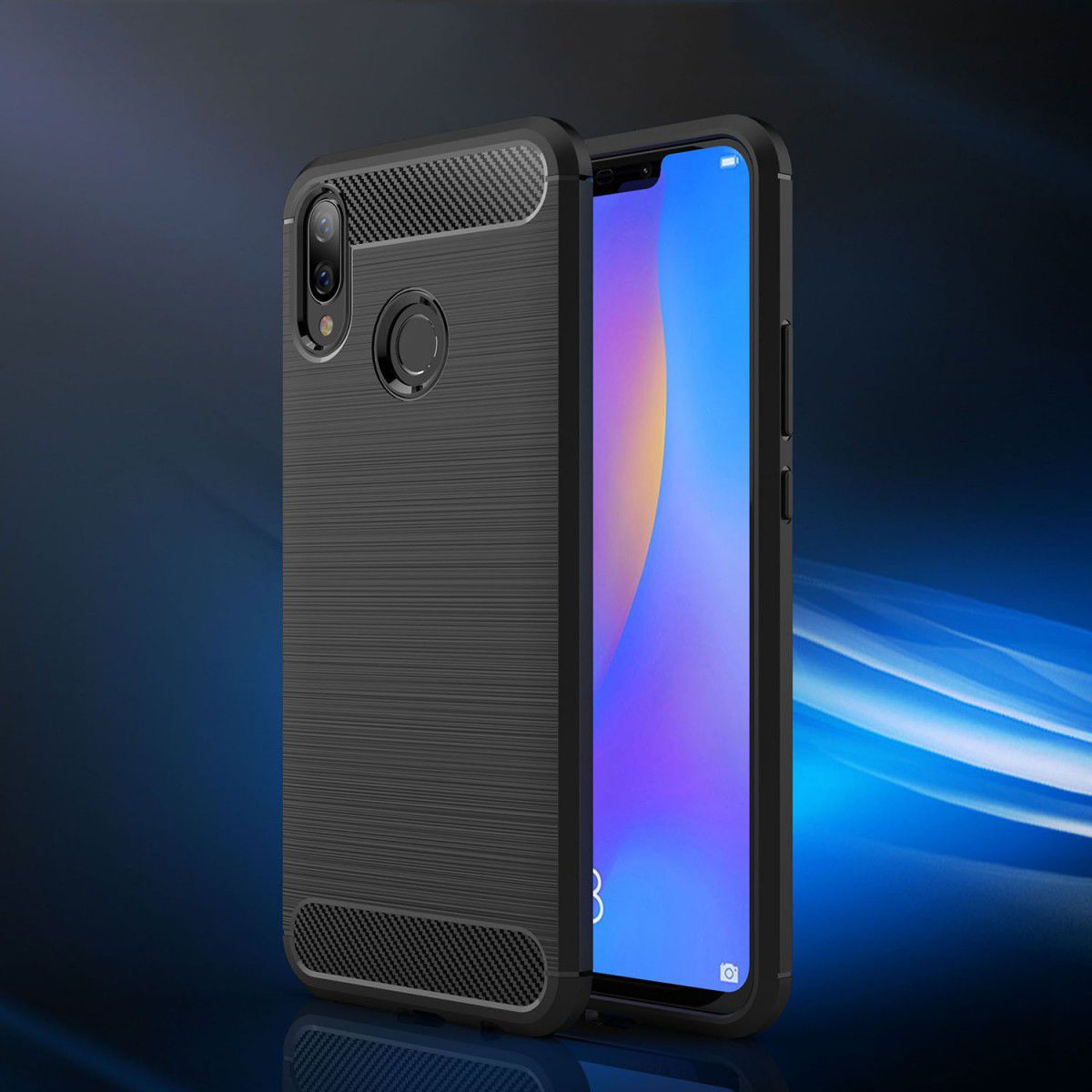 Huawei P Smart Plus Geborsteld TPU Hoesje Blauw afbeelding 6
