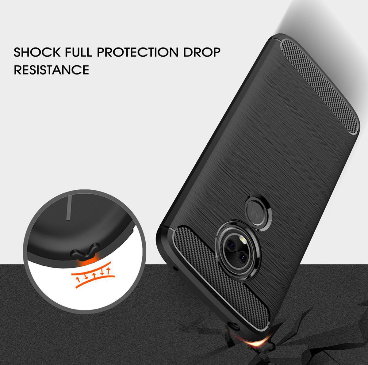 Motorola Moto G6 Play Geborsteld TPU Hoesje Zwart afbeelding 2