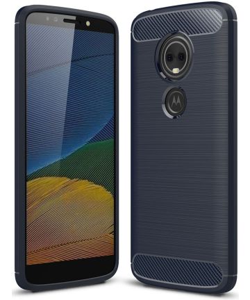 Motorola Moto G6 Play Geborsteld TPU Hoesje Blauw Hoesjes